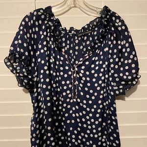Zac & Rachel navy/white polka dot top